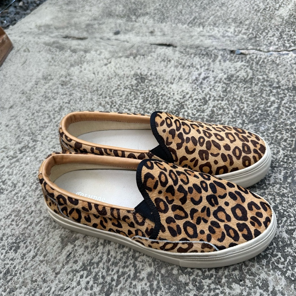 Platform Soludos Women's Bondi Leopard Print Calf Hair Slip-On Flatform Sneakers
